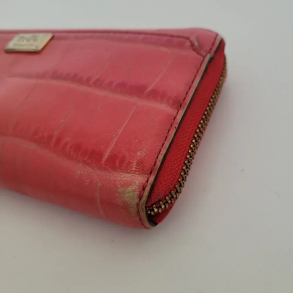 Coach‎ Leather Wallet Croc Salomon Red Zip Around Large Clutch Geniue Leather